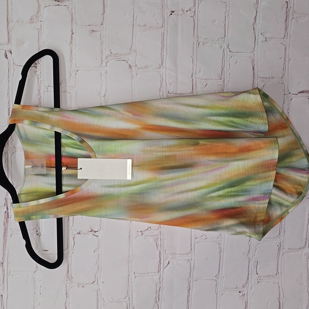 CALIA Performance Twist Back Tank Top Filtered Flora Multi Womens Size XXS NWT